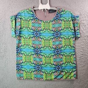 Vida Top‎ Women Medium Geometric Print Artsy Museum Popover